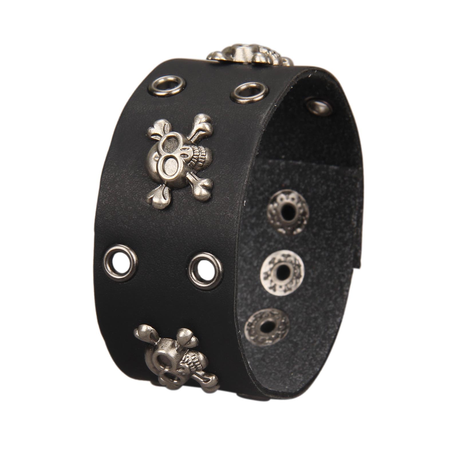 Jeilwiy Punk Leather Wristbands for Men Bracelets Handmade Wide Cuff Bangle Braided Jewelry Black Brown Adjustable - Punk Father's Gifts
