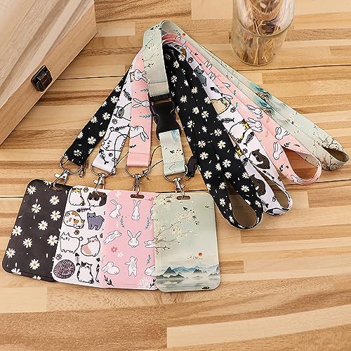 Cordón para el cuello Preppy Cats con carrete retráctil y portatarjetas para llaves del día a día 4
