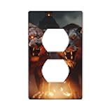 YYHWHJDE Two Monsters Picture Double Socket Wall Panel Decorative is Durable and Suitable for Socket Light Switch Accessories 4.5x2.76in