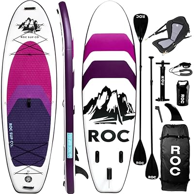 Roc Inflatable Stand Up Paddle Boards with Premium SUP Paddle Board Accessories, Wide Stable Design, Non-Slip Comfort Deck for Youth & Adults