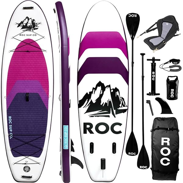 Roc Inflatable Stand Up Paddle Boards with Premium SUP Paddle Board Accessories, Wide Stable Design, Non-Slip Comfort Deck for Youth & Adults