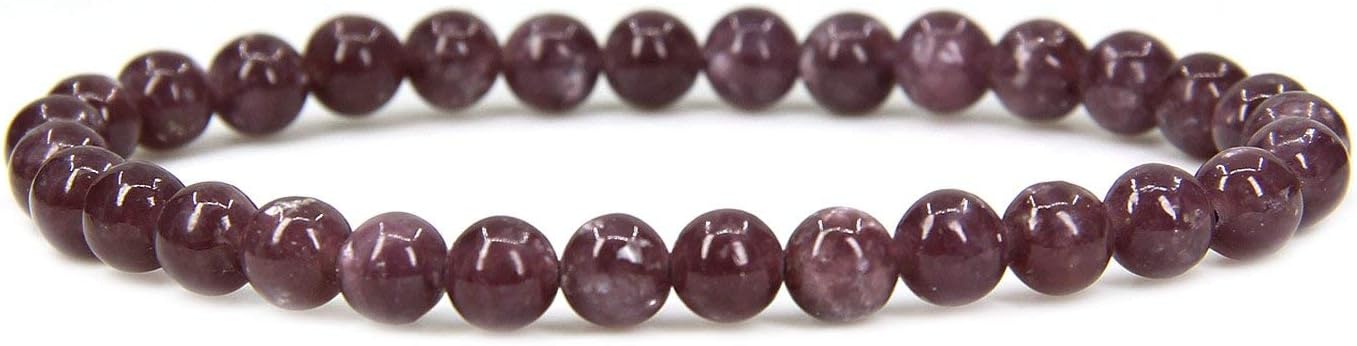 Handmade Gem Semi Precious Gemstone 6mm Round Beads Stretch Bracelet 7'' Unisex'