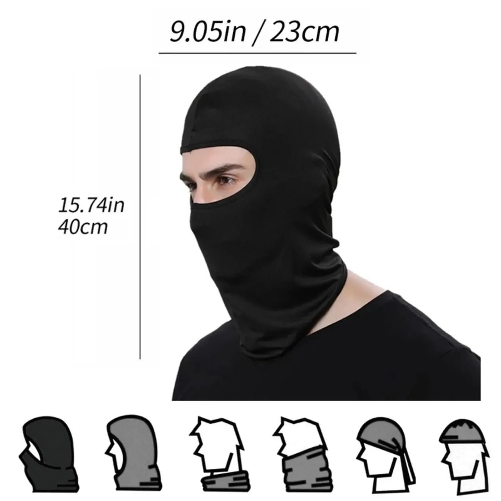 2Pcs Winter Ski Mask Men Hat Mask Full Face Mask Ski Mask Winter Cap for Skiing(Black 1)