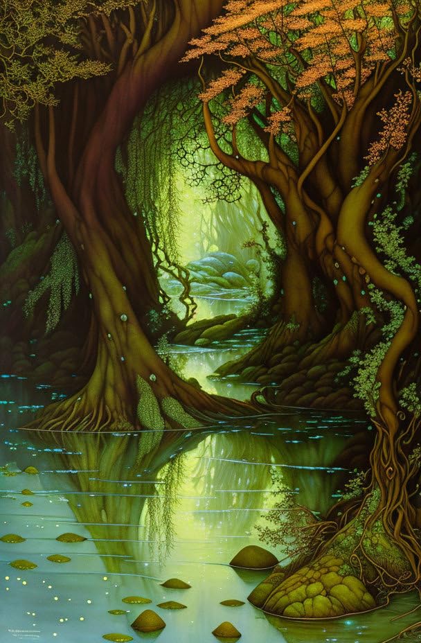 Toile murale forêt antique calme Meechi 50x70cm tableau nature décoration chambre
