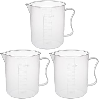 uxcell Measuring Cup 500ml PP Plastic Graduated Beaker Transparent with Handle for Lab Kitchen liquids 3pcs