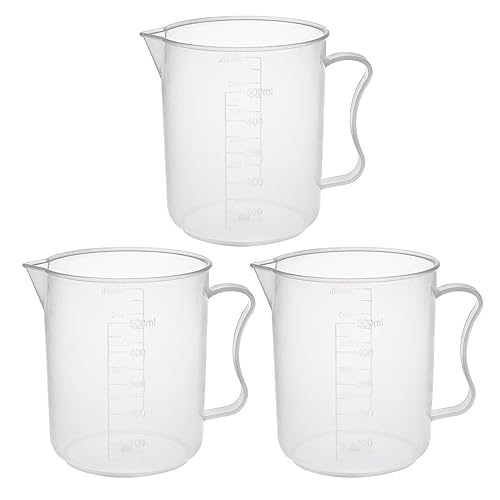 Miniatura 8 de uxcell Taza de medición 10.1 fl oz PP plástico graduado vaso de precipitados transparente con mango para líquidos de cocina de laboratorio 3 unids