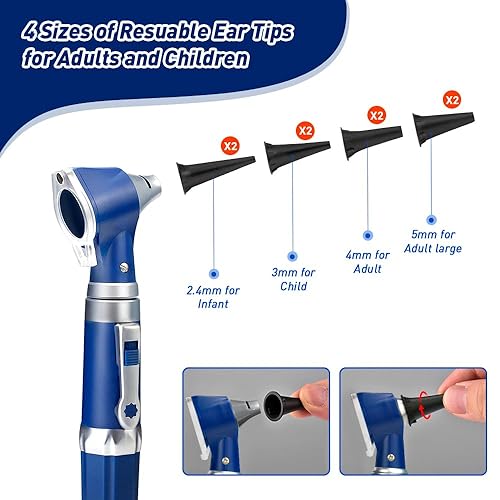 Miniatura 42 de SCIAN Otoscopio de 2ª generación con luz, herramienta de diagnóstico para el cuidado de los oídos con pantalla LCD, juego de otoscopio médico