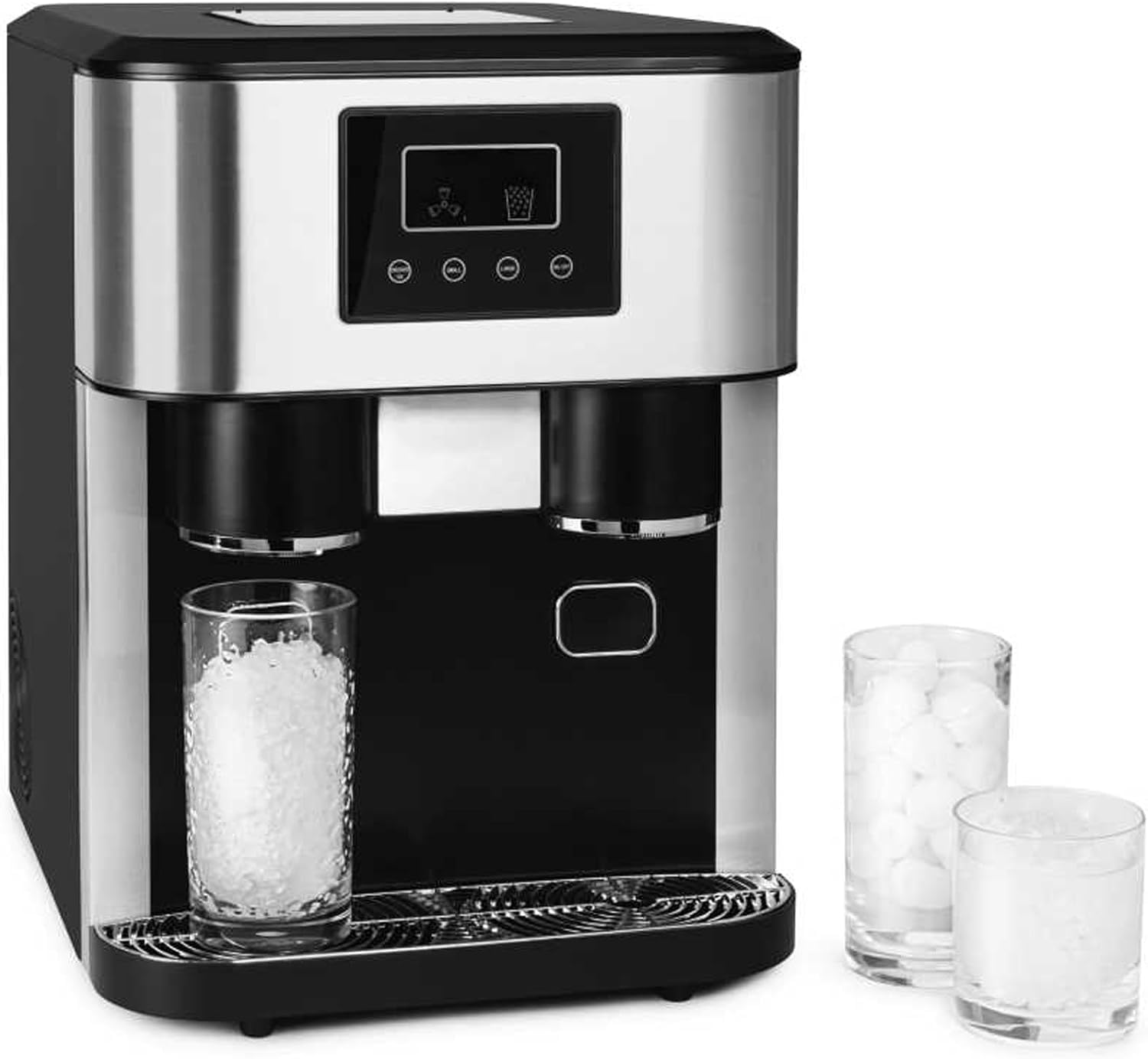 1.8L Ice Maker Machine, with Ice Crusher/Water Dispenser, Touch Controls, Counter Top Ice Machine for Home and Kitchen (Black)