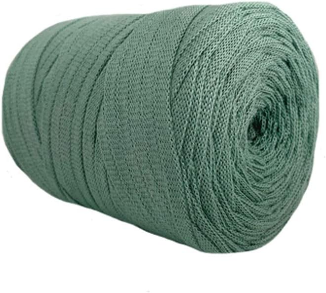 Crochet Dusty Green Cotton T Shirt Yarn Hand Knit Tape Yarn Bulky Home Textile Yarn DIY Bag Basket Yarn Recycled Macaroni Yarn 400g One Skein