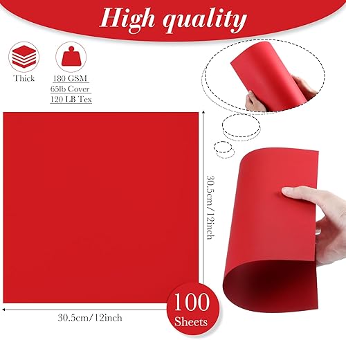 Miniatura 2 de Ctosree 100 hojas de papel de cartulina de 12 x 12 pulgadas, 6.35 ozm, cubierta de 65 libras, 120 libras de grosor, suministros creativos, para