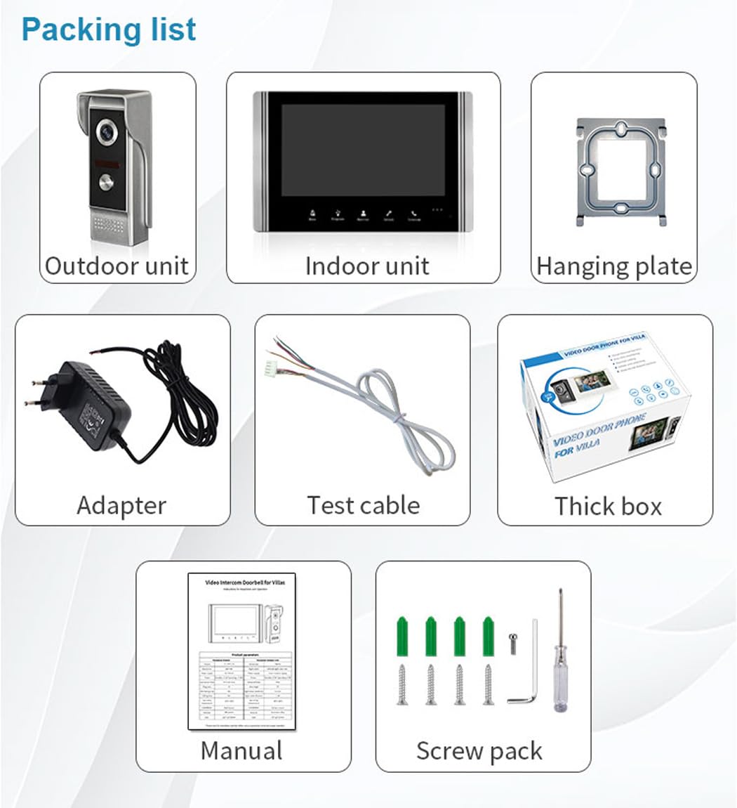 Interfono Video Cablato, Collegato A 4 Fili, Monitor Dotato Di Schermo Lcd Tft Da 7", Telecamera Per Visione Notturna Impermeabile, Sblocco Porta Di Monitoraggio, Audio Video Bidirezionale