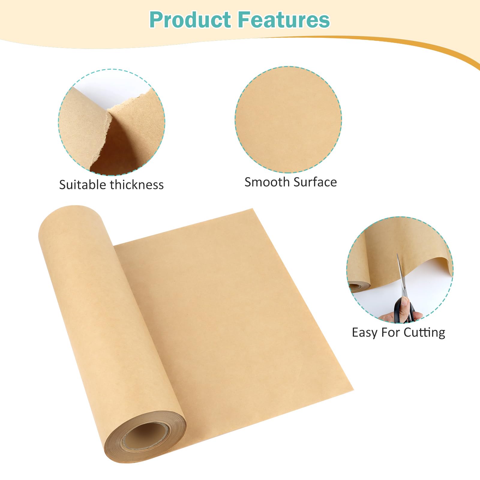 Rouleau De Papier Cadeau Kraft - 30cm X 30m Pour Emballage Écologique