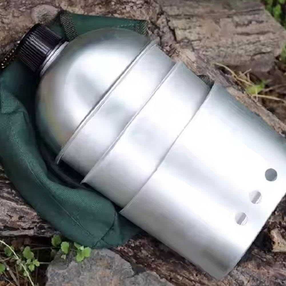 Set di 4 mense militari in stile militare, fatto a mano, include mensa, tazza, fornello e sacchetto, borraccia in alluminio con custodia, mensa da cucina per campeggio, escursionismo, zaino in spalla