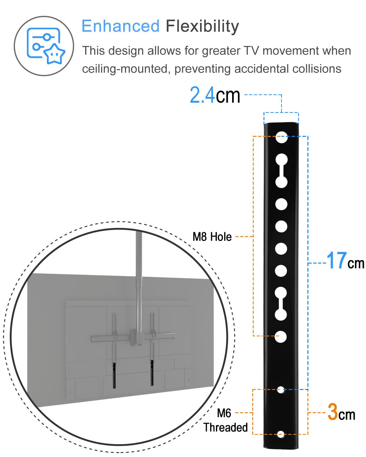 IFCASE VESA-Verlängerungshalterungen aus Stahl für TV-Decken-/Wandhalterungen, verstellbar, strapazierfähig, vertikal, VESA-Extender, Ersatzhalterung (schwarz)