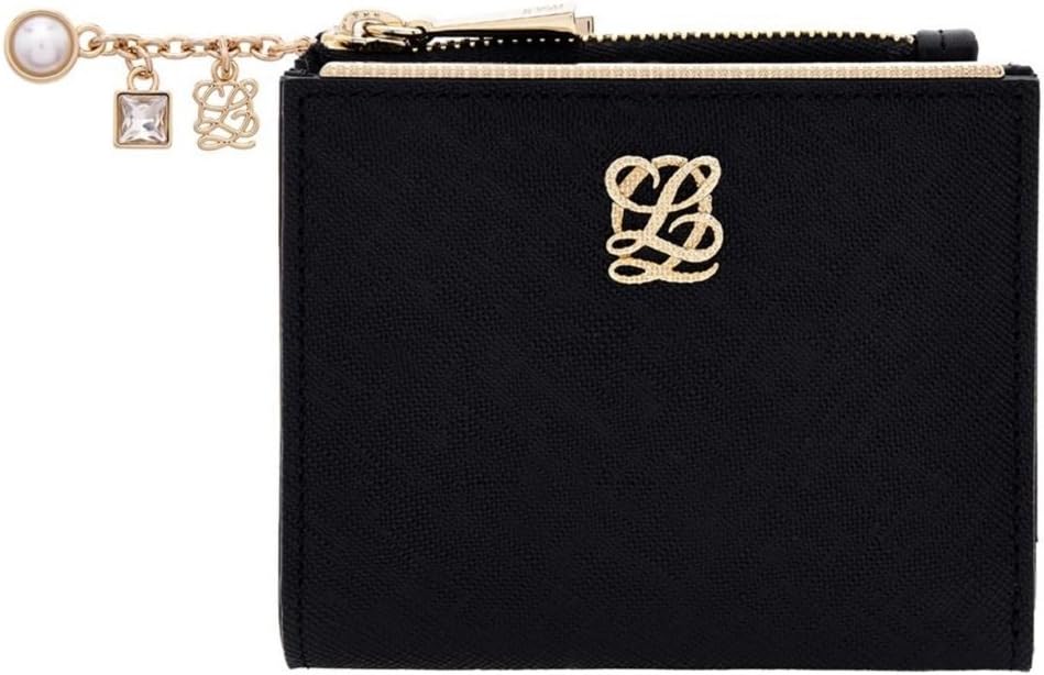 LQ LOUIS QUATORZE Womens Small Slim Black Flap Leather Bifold Wallet SL1AL03BL One Size Black