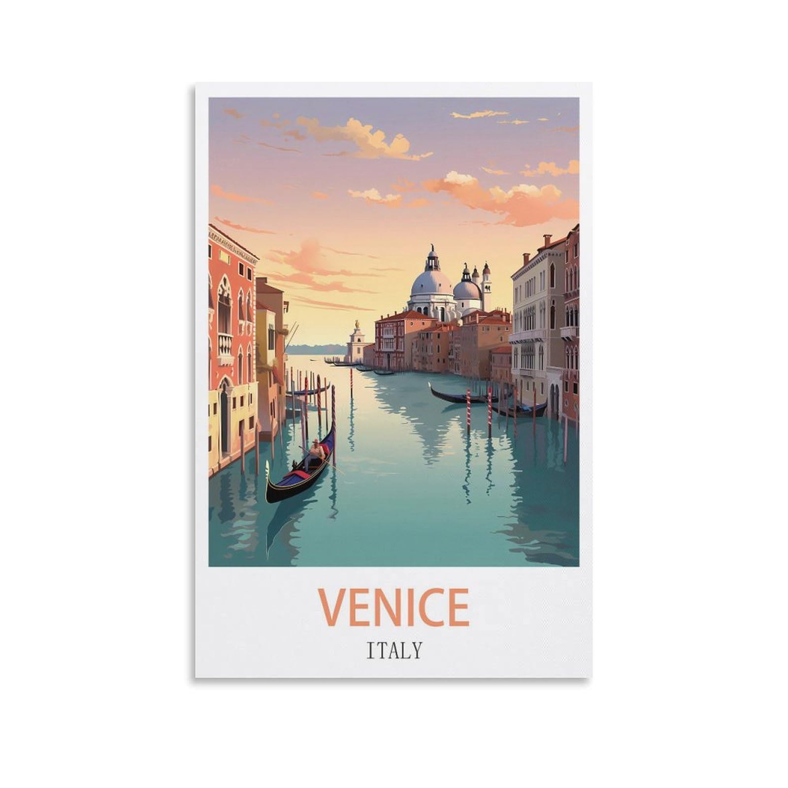 LICHNWW Venice Italy Vintage Travel Posters City of Water 20x30inch(50x75cm) Canvas Print for Living Room, Bedroom, Dorm, Home, Office Wall Decoration