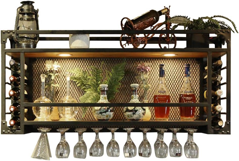 AkosOL Wine Racks with spotlights Wall Mounted | Hanging Wine Holder ...