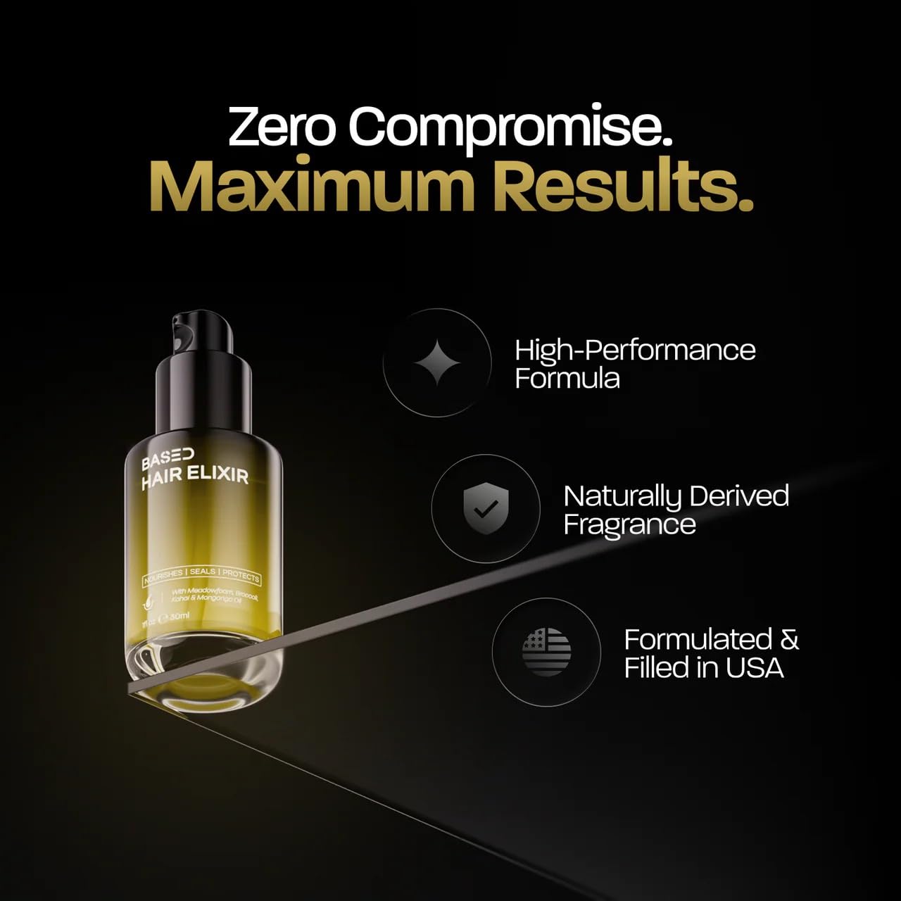 BASED Hair Elixir - Weightless Shine Serum with Heat Protection, Controls Frizz & Flyaways, Nourishes with Meadowfoam & Mongongo Oils, Non-Toxic Formula for All Hair Types (1 Fl Oz, Pack of 1)