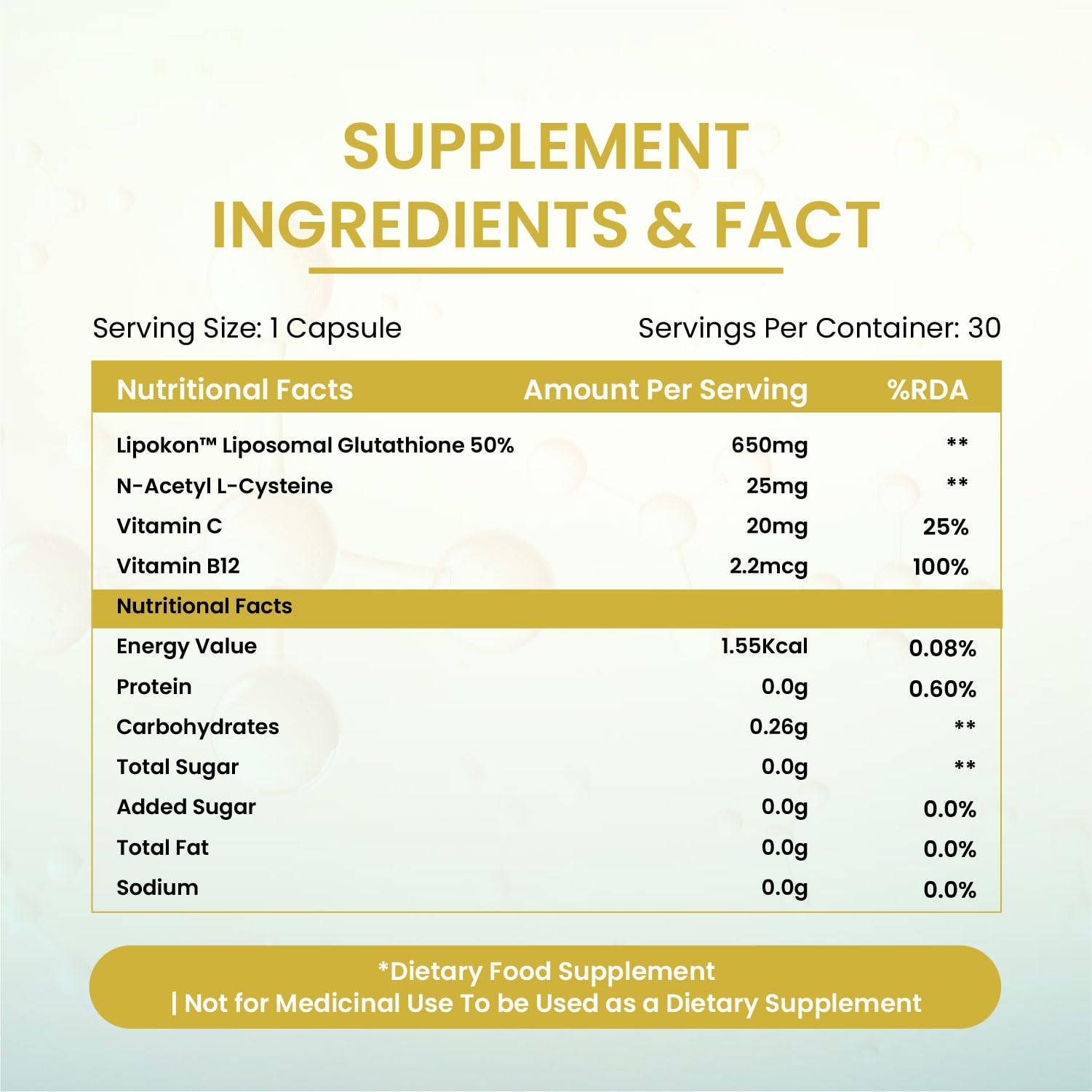 Vlado's Himalayan Organics Liposomal Glutathione 650 mg+ Advanced Liposomal Formula with N-Acetyl L-Cysteine , Vitamin C & B12 - Highest Bioavailability & Absorbability, Enhanced Absorption - Cellular & Face Health - Helps in Skin Hydration & Skin Glow - Liver Health & Detoxification Support - 30 Veg Capsules