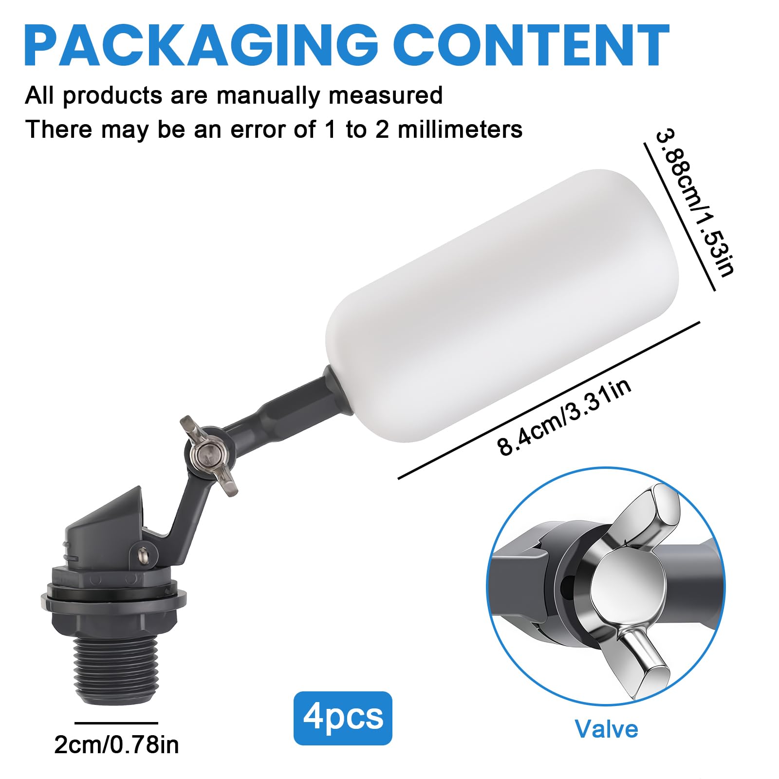 Valvola A Galleggiante 1/2" – Set Di 2 Galleggianti In Ottone Con Galleggiante In Plastica E Braccio Regolabile Valvola Universale Per Serbatoi D'acqua E Abbeveratoi Riempimento Automatico Affidabile - Foto 6