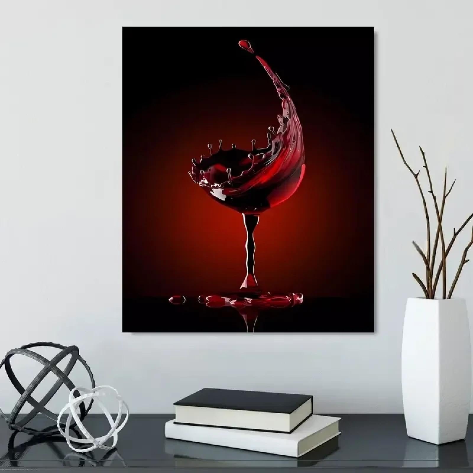 Deco murale grand format verre de vin rouge pour mur vide - 8