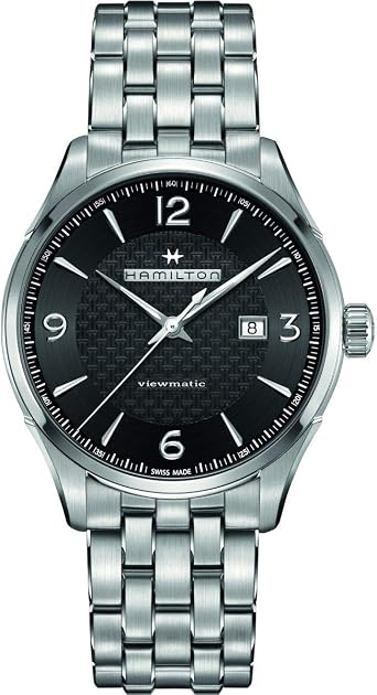 Hamilton Jazzmaster Automatic Mens Watch, 44mm Stainless Steel Case, Swiss Made, Black Dial Analog Wrist Watch for Men, 50m Waterproof, Sapphire Crystal, 3-Hand Movement, Stainless Steel Strap