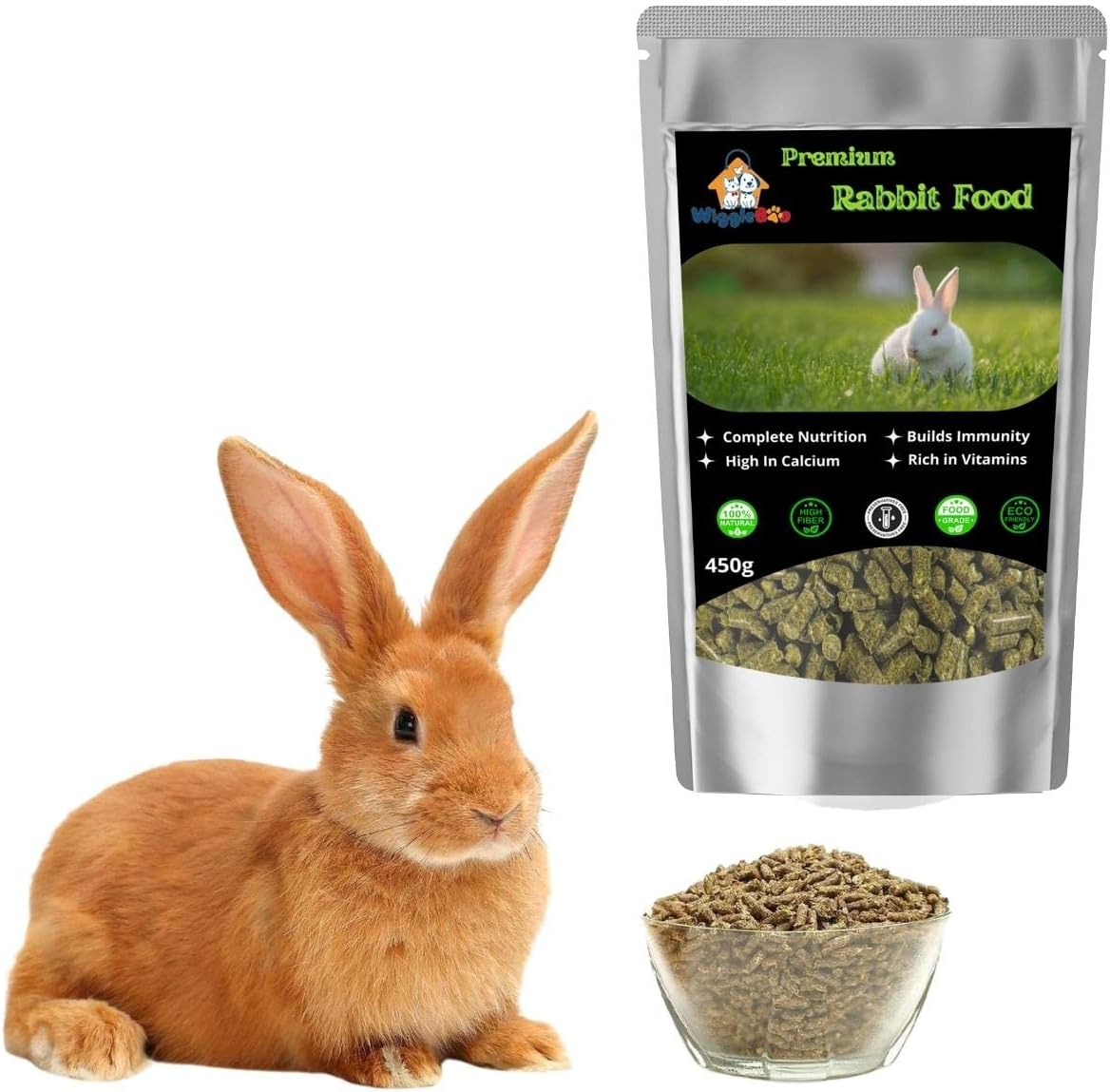 Rabbit Pellet Food Rich in Vitamins D, Minerals,Calcium & Healthy Food for All Kinds of Rabbit Every Bite Have Nutrition (450gm)