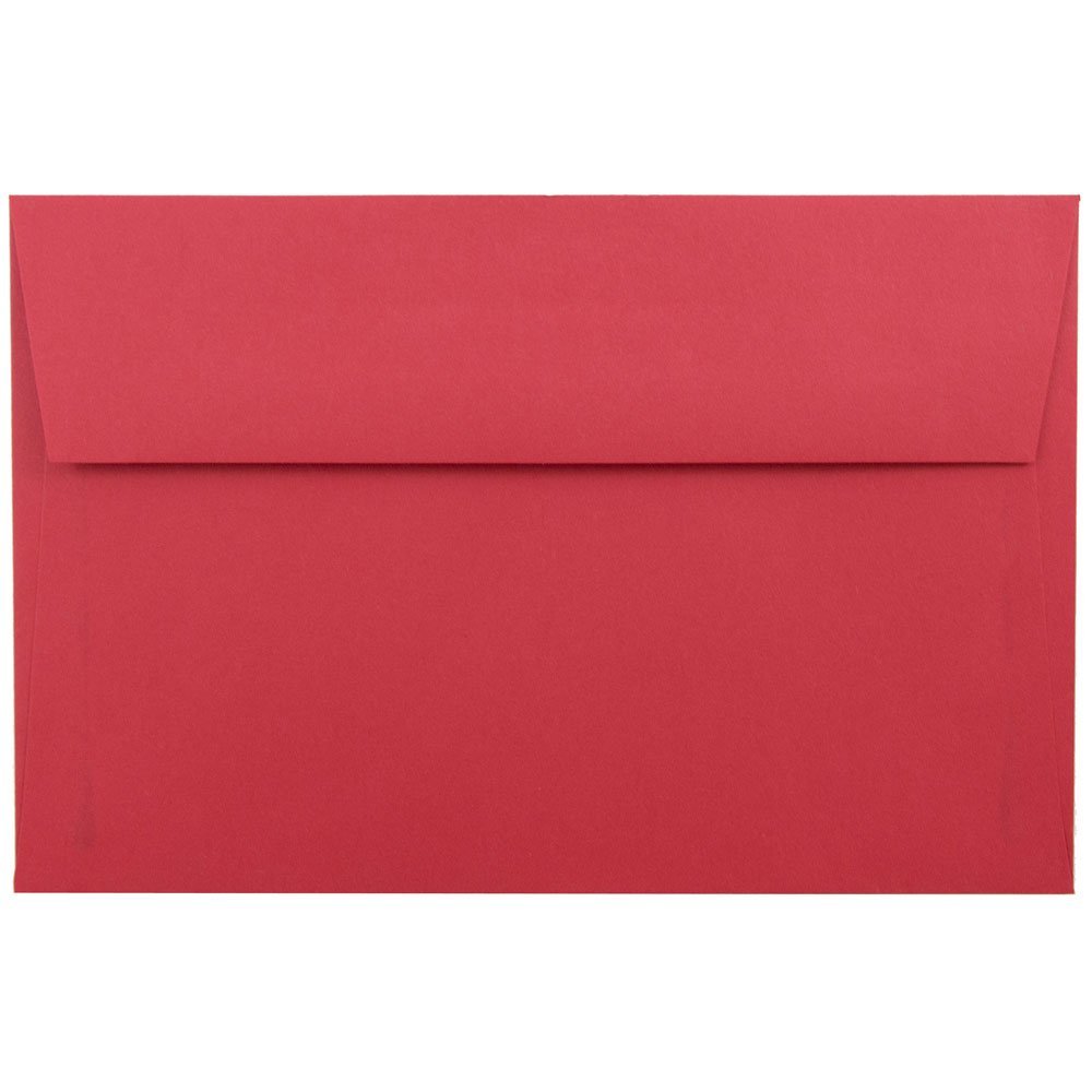 JAM PAPER A9 Colored Invitation Envelopes - 5 3/4 x 8 3/4 - Red Recycled - 50/Pack