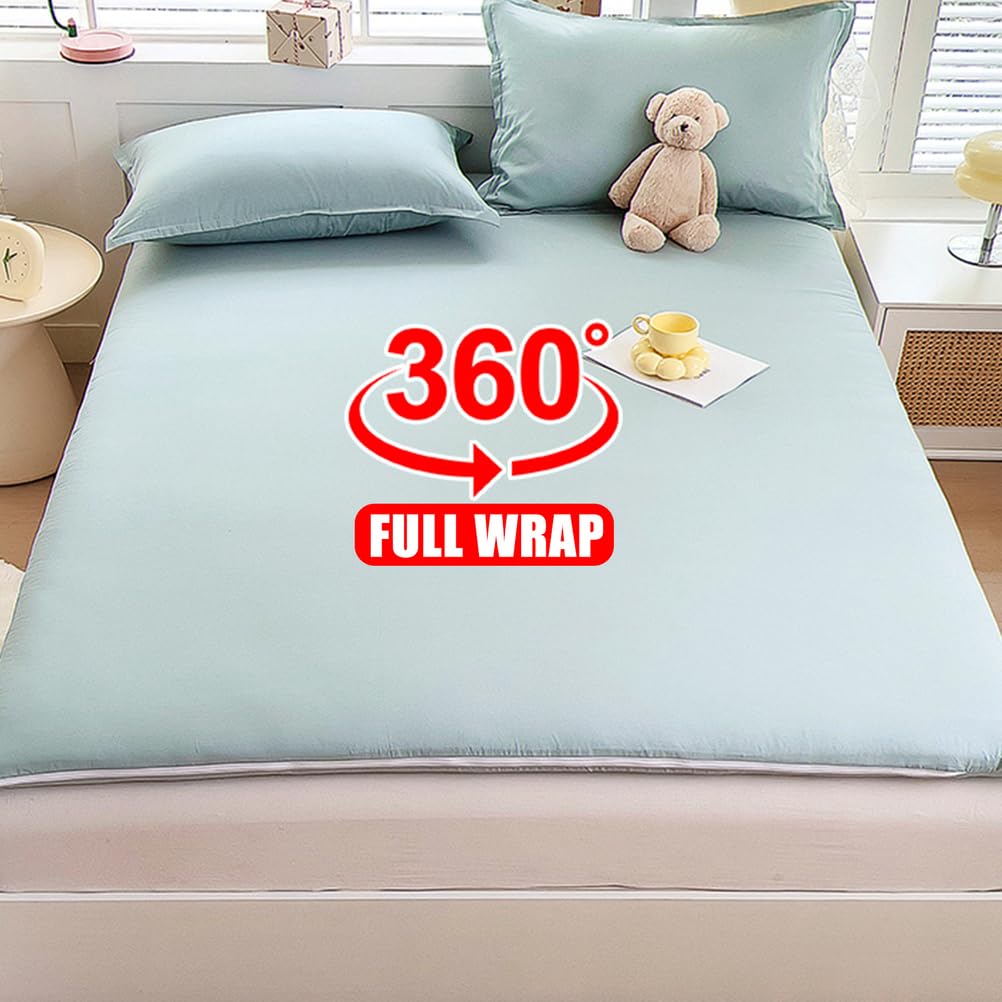 D,120x200cmFULL, 100% Cotone Futon Copertura Materasso con Cerniera Giapponese Protettore Materasso Pavimento Tradizionale Avvolgimento Completo Copertura Letto Futon Pavimento