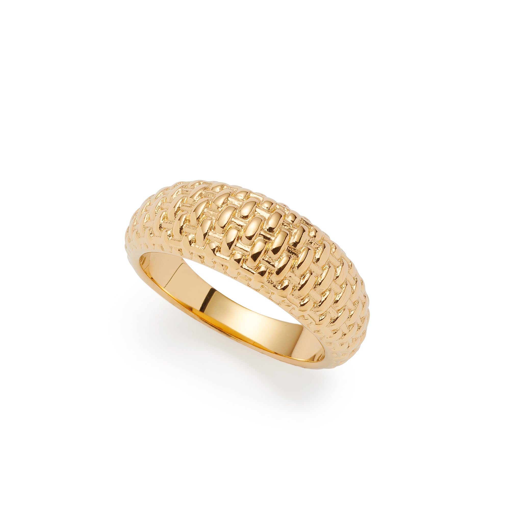 JEWELS BY LEONARDO Ring Pinou • Band-Ring aus goldfarbenem Edelstahl • Oberfläche in Flechtoptik mit sich verjüngender Ringschiene • Gr. 19 (60) • Schmuck Geschenk für Frauen • 025637