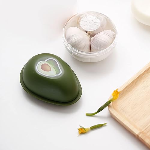 Miniatura 4 de Juego de 6 recipientes con forma de frutas y verduras para guardar alimentos frescos, aguacate, limón, tomates, pimienta, cebolla, ajo,