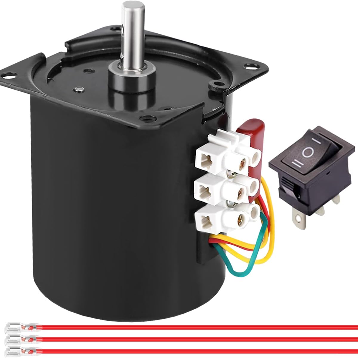 68KTYZ Synchronmotor 20RPM AC 220V CW/CCW Rotationsgetriebe Permanentmagnet-Mikromotor mit Halterung, 3-Positionsschalter, Federdraht, für Elektrogeräte/Stufenlampe/Automation/DIY/Test