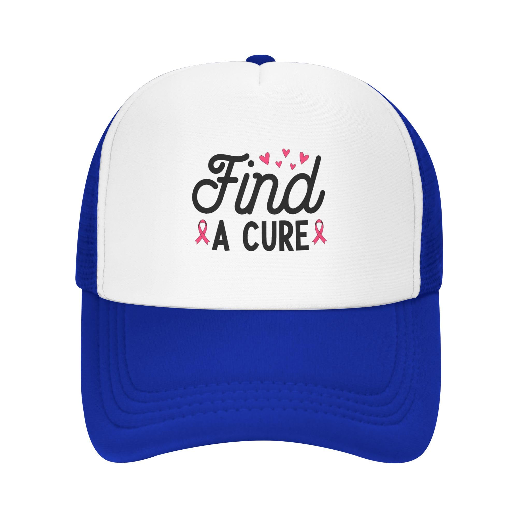 Find A Cure Trucker Hats Breast Cancer Awareness Pink Ribbon Cancer Survivor Baseball Cap for Mens Women Snapback
