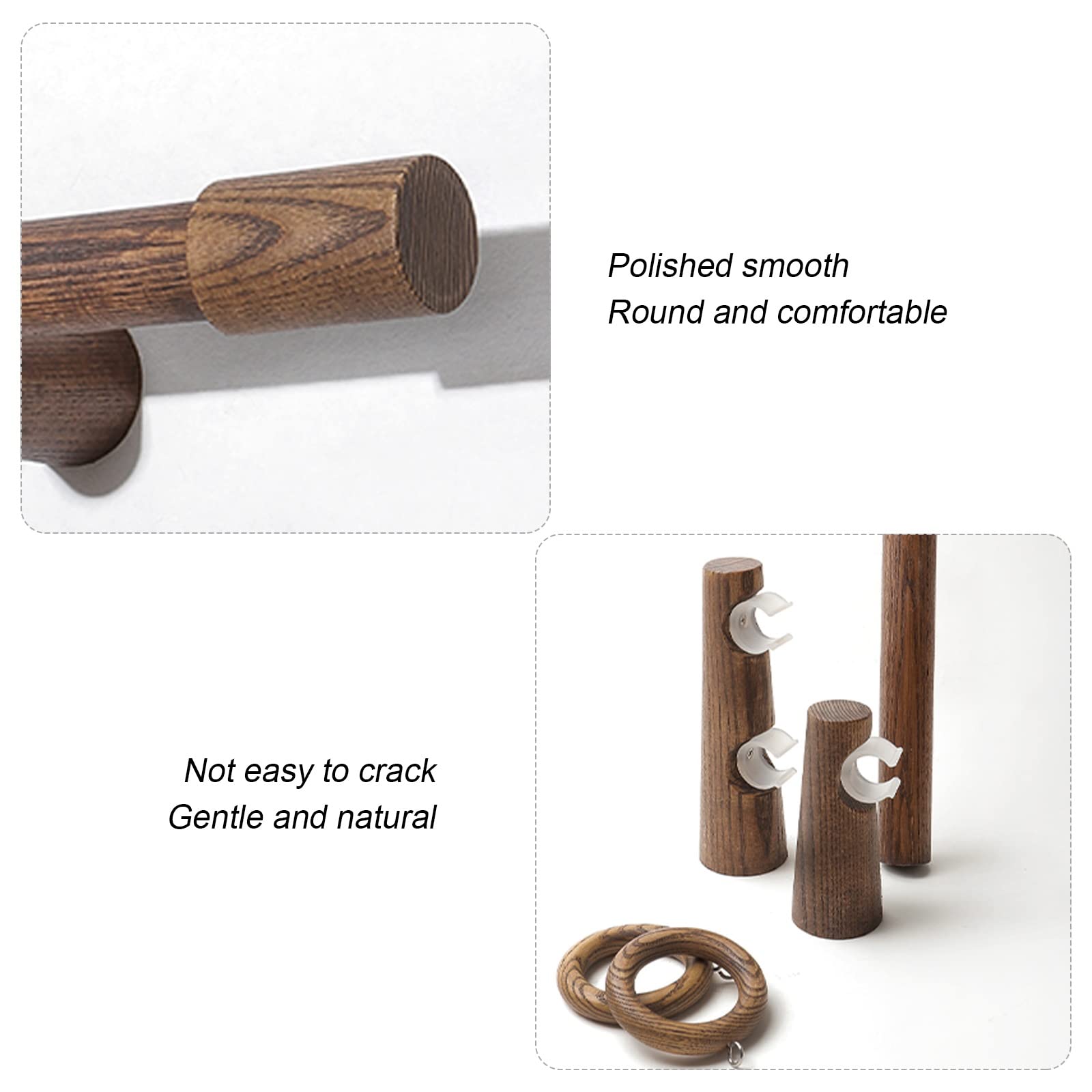 Massief houten gordijnroede, enkele stangbeugel, ponsen aan de zijkant, slaapkamer, zware gordijnroede, verstelbare gordijnroede, moderne gordijnroede(180cm/70.8inch,Standard