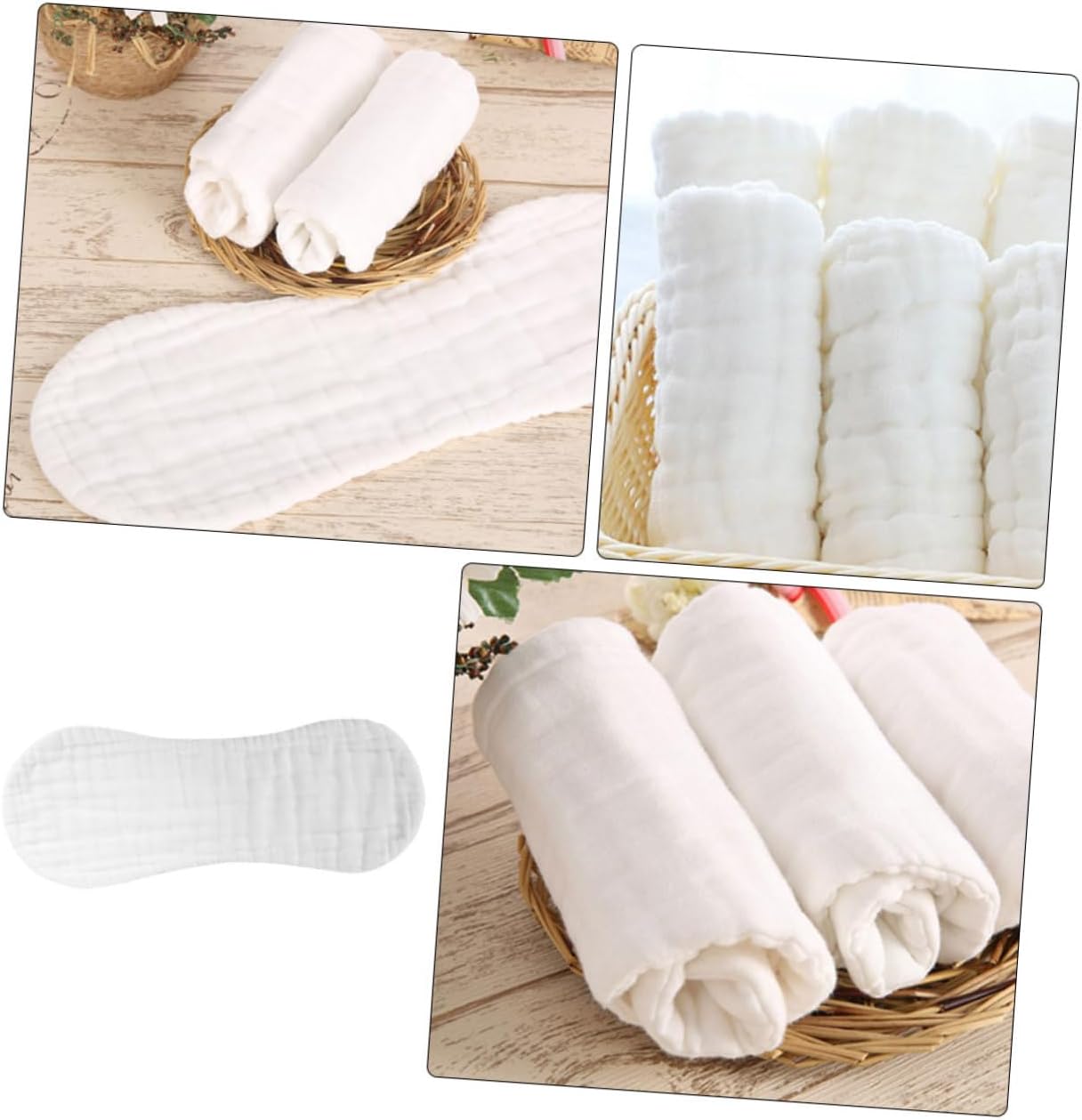 Kisangel 6pcs Muslin Burp Cloths Cotton Soft and Breathable Reusable Pee Pads for Newborn Boys for Daily Use and Shower