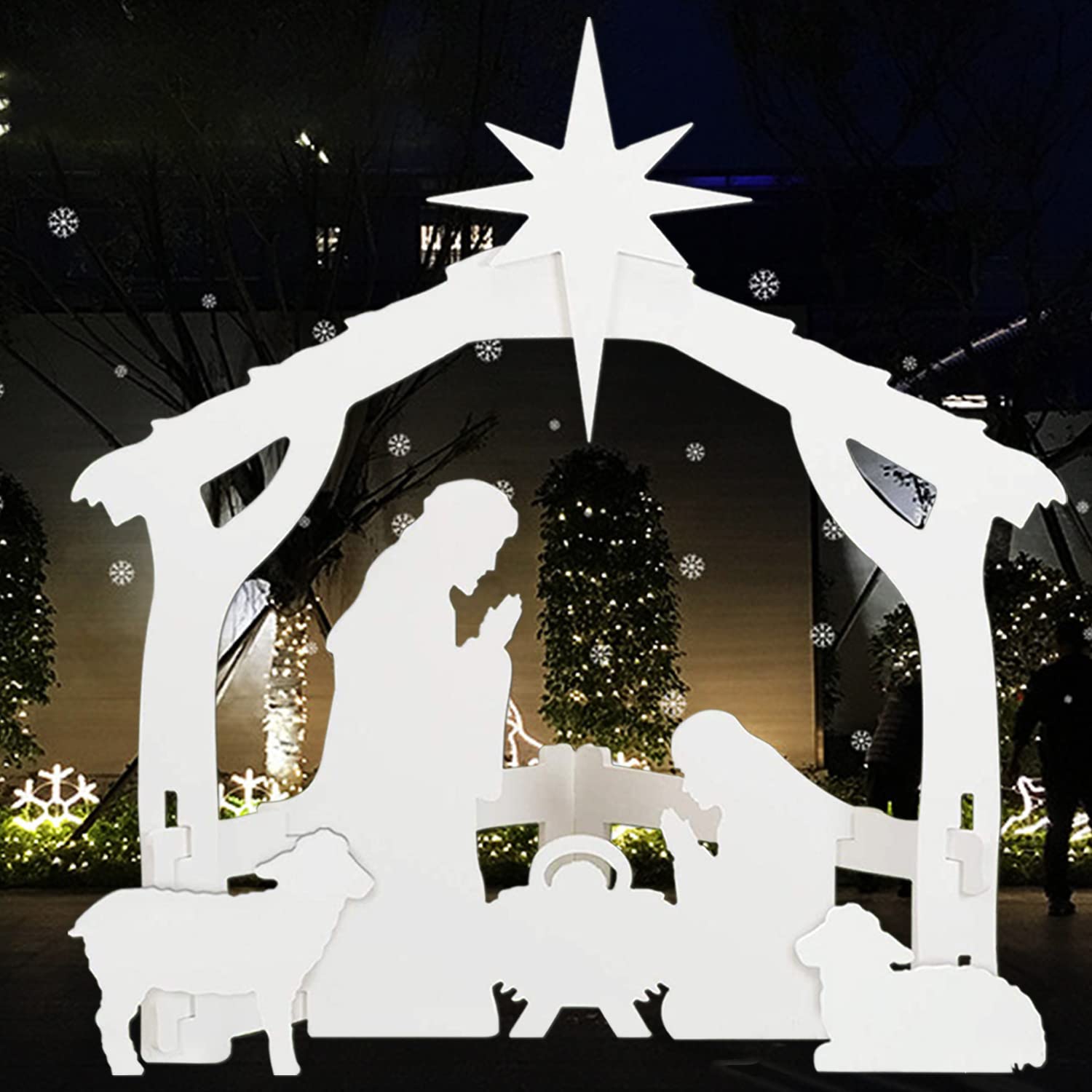 Buy MIXKIT Outdoor Nativity Scene 4FT White Holy Family Nativity Set