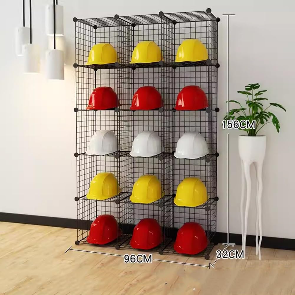 Soporte para Sombreros, Organizador de Cascos, estantes para Colgar Sombreros, Soporte de Metal de pie para Cascos de Bicicleta, estantes modulares apilables, Rejillas metálicas, e