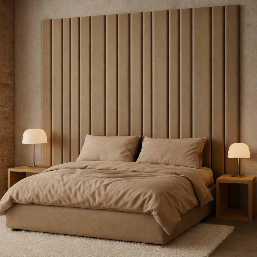 Wall Mounted Upholstered Headboard Vertical Panels, Made to Order (Specialty Size)