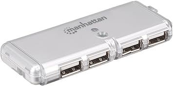 Manhattan 4-Port Hi-Speed USB Pocket Hub - Silver (160599)