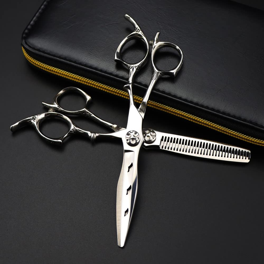 Gzslkscd Set With Bag Hair Cutting Scissors, 6Inch 440C Upscale Scissor Hair Scissors Cutting Barber Haircut Thinning Shears Hairdresser Scissors (Color : Thinning) ( B)