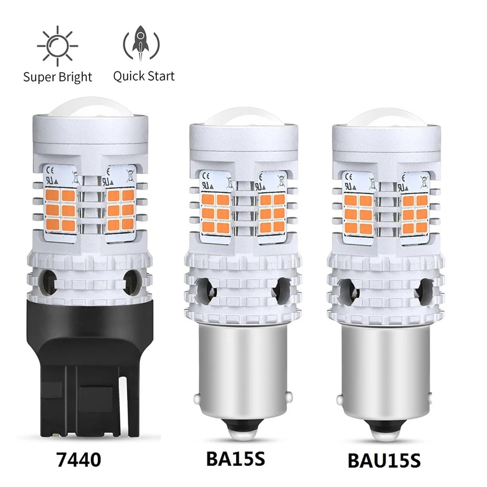 Pilotos Traseros coche Bombillas LED Canbus S25 1156 BA15S P21W BAU15S 7507 PY21W T20 7440 W21W WY21W, Luces Intermitentes Amarillas Para Coche(BAU15S PY21W 7507)