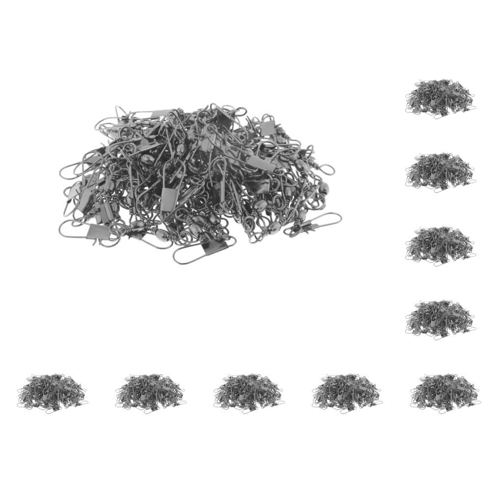 Lot de 100 émerillons de pêche avec connecteurs à pression 005, gris