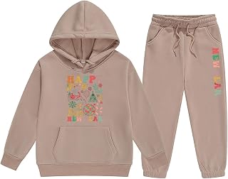 Chándal infantil para niños y niñas, chándal de manga larga con bolsillos, sudadera con capucha y pantalones de chándal, juego de ropa informal, holgado, ropa para niños