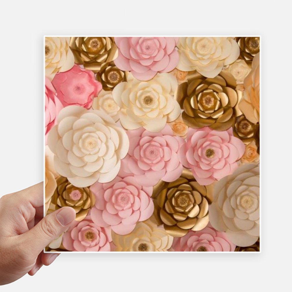 Autocollant carré de 20 cm motif fleurs marron rose blanc DIYthinker pour ordinateur 4pcs