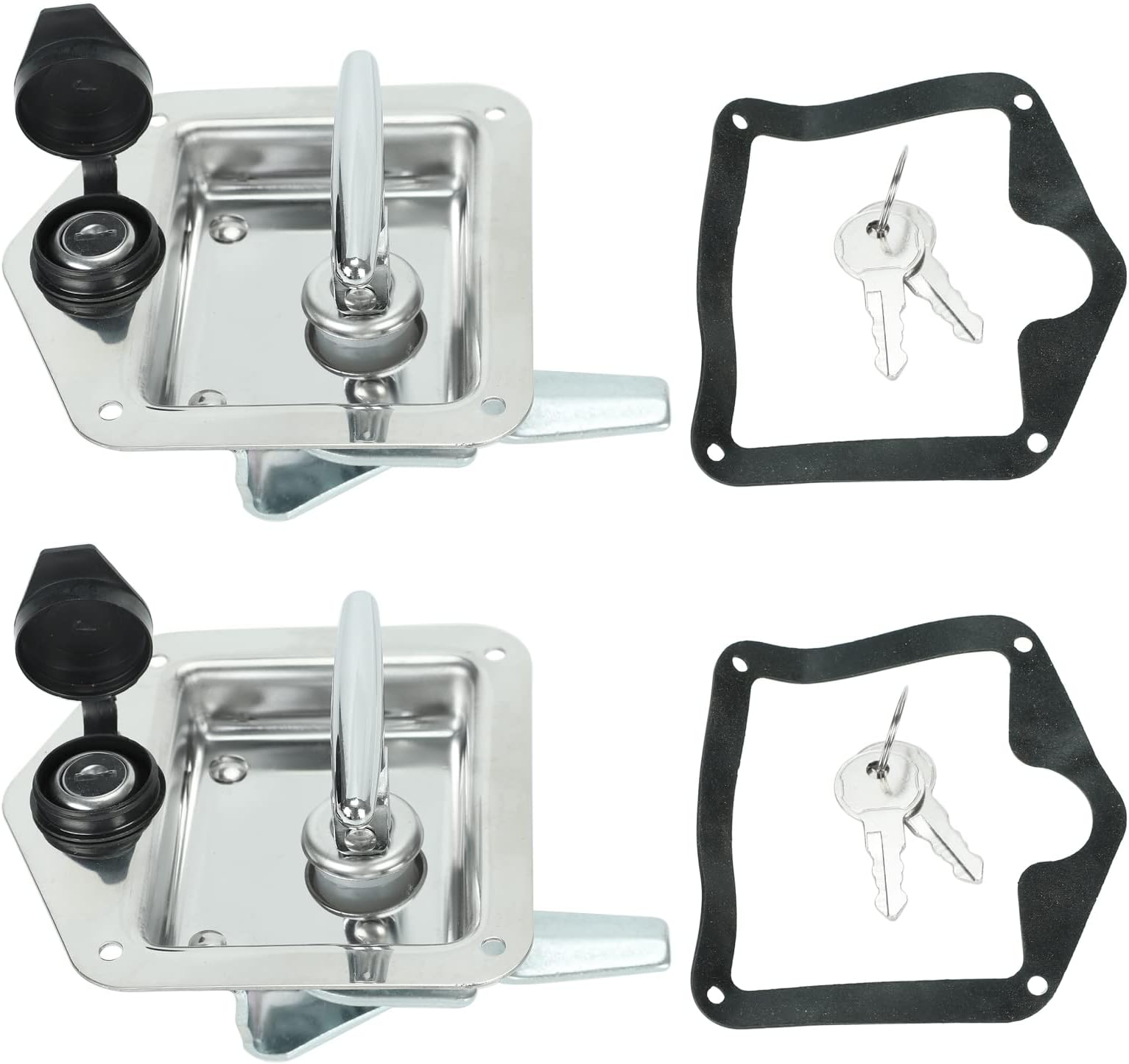 2pcs Tool Box Latch T-Handle Latches, 304 Stainless Steel Highly Polished Tool Box Locks for Trailer Door RV Camper Truck Bed Toolboxes