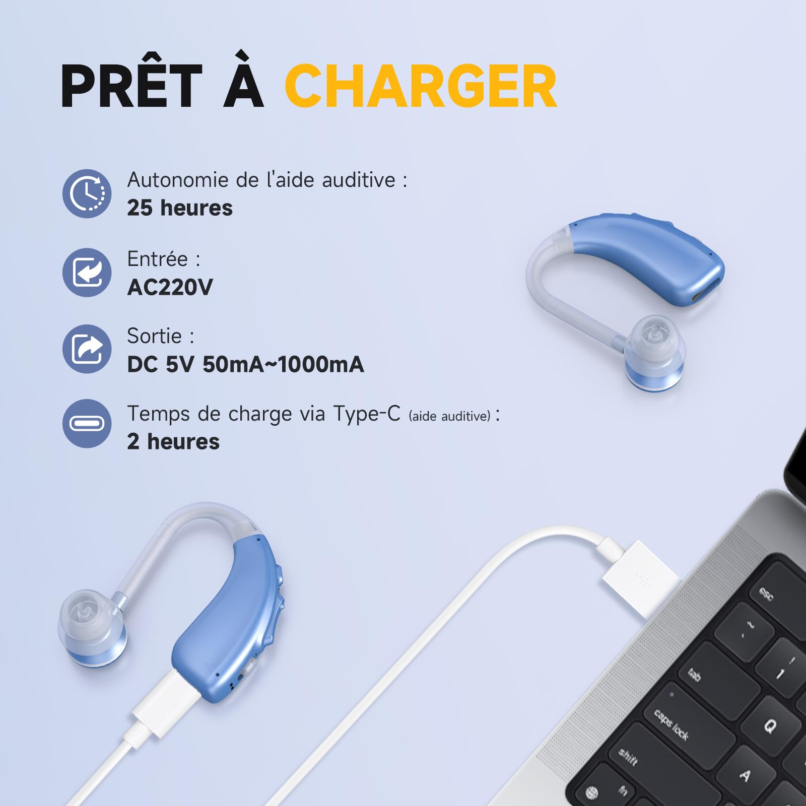 Britzgo Appareil – technologie de réduction numérique du bruit, 4 modes audio, utilisation simple, recharge par USB-C. (Bleu)