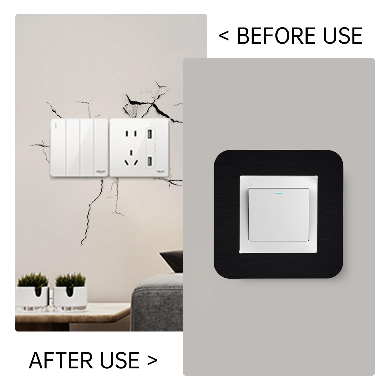 KUKUJIWA 4PCS Light Switch Surrounds Black - Image 4