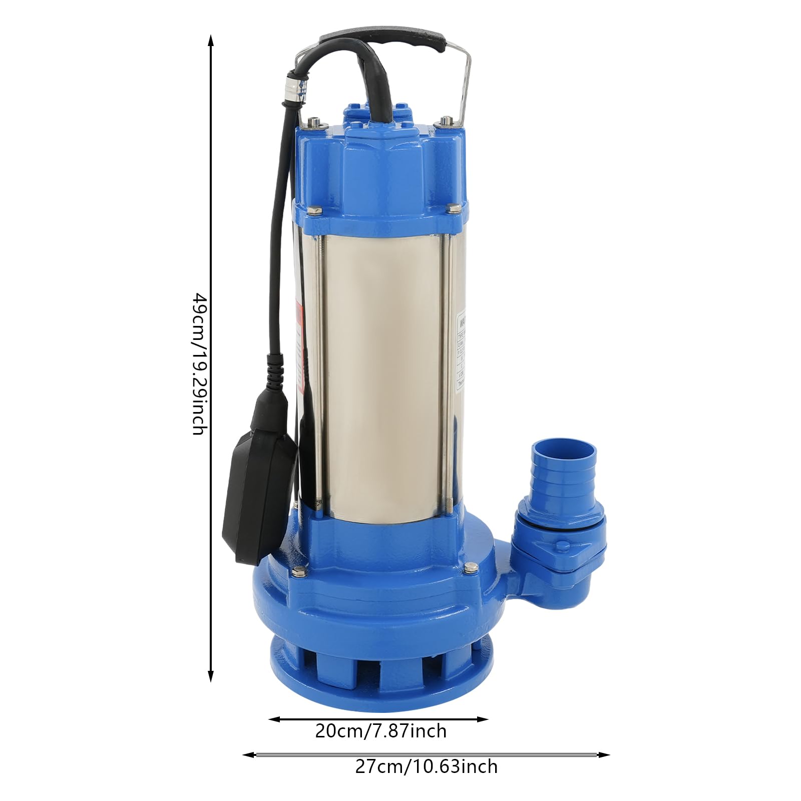 Pompa zanurzeniowa do brudnej wody z przełącznikiem pływakowym, pompa zanurzeniowa 2200 W, 26000 l/h, pompa zanurzeniowa do brudnej wody, maks. skok 25 m, pompa wodna IP68, idealna do pompowania wody