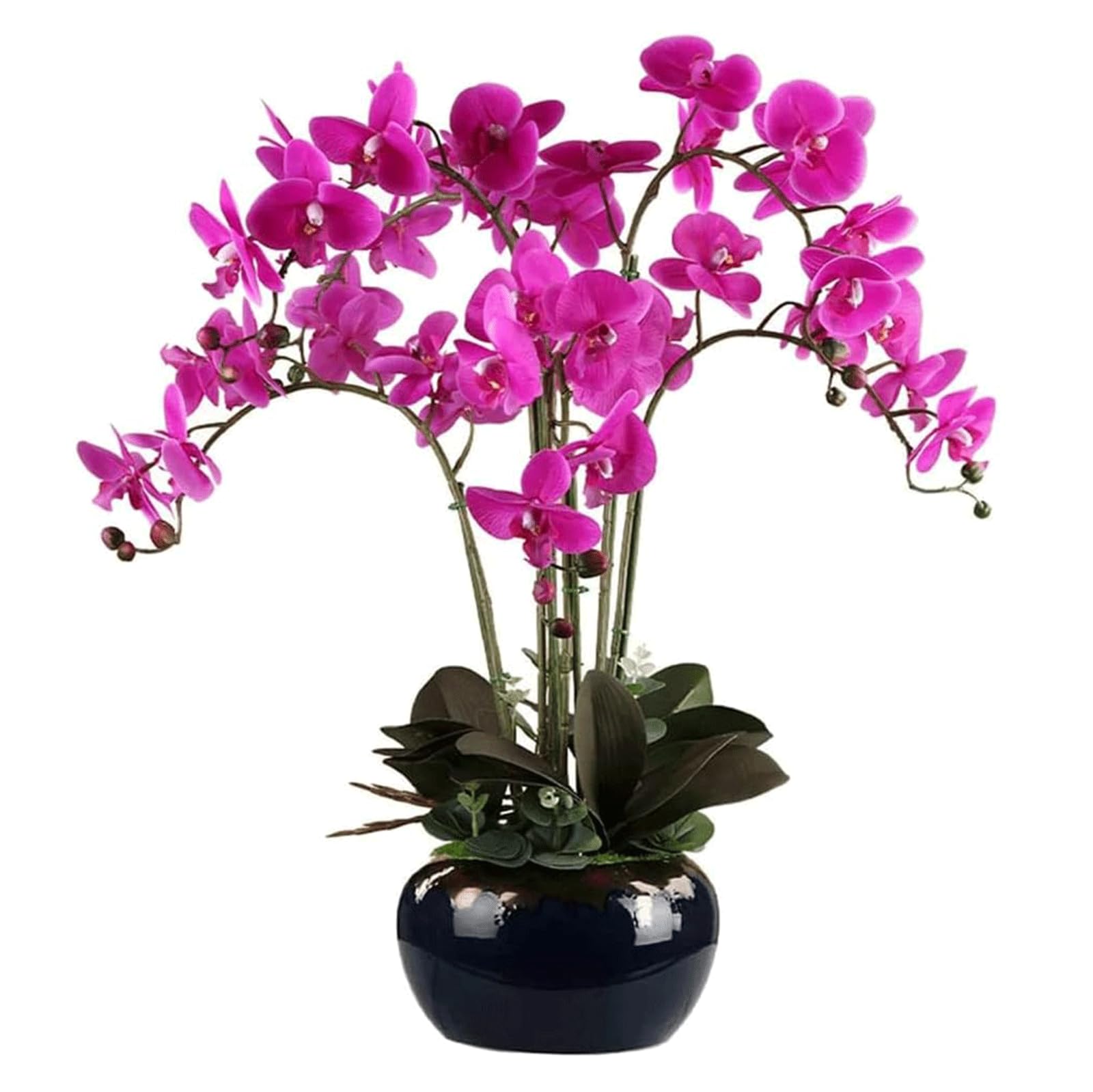DFGHNBVC Artificial Orchid Artificial Orchid Silk Artificial Phalaenopsis Flowers 23.6 In Faux Orchids With Ceramic Vase Artificial Flower Potted Faux Very Natural