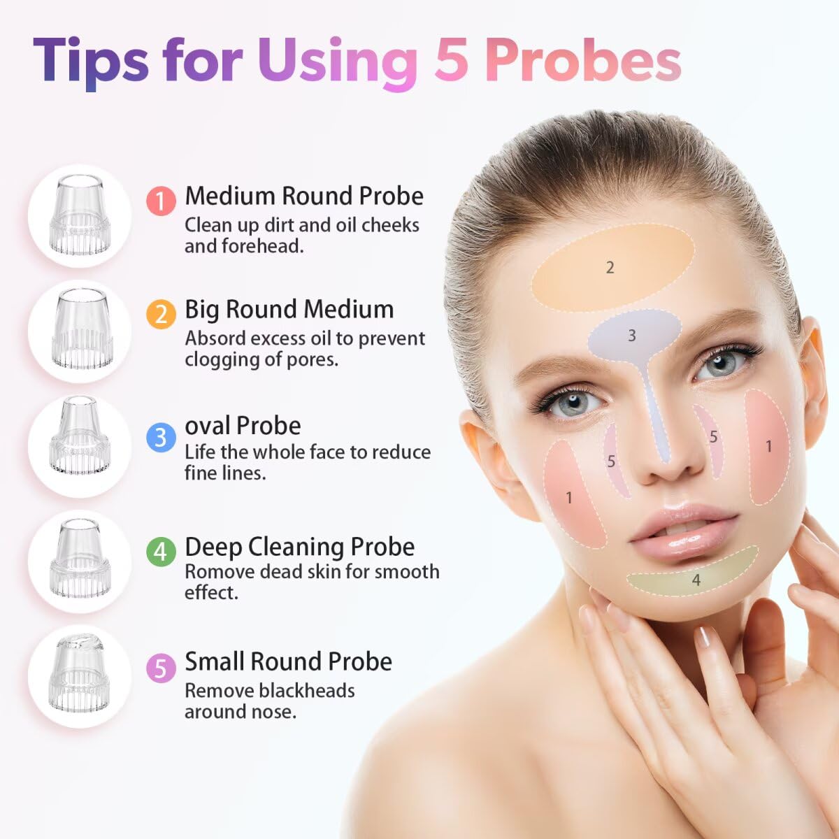 Blackhead Remover Pore Vacuum Upgraded Facial Pore Cleaner Electric Comedone Whitehead Extractor Tool-5 Suction Power,5 Probes,USB Rechargeable Blackhead Vacuum Kit for Women & Men